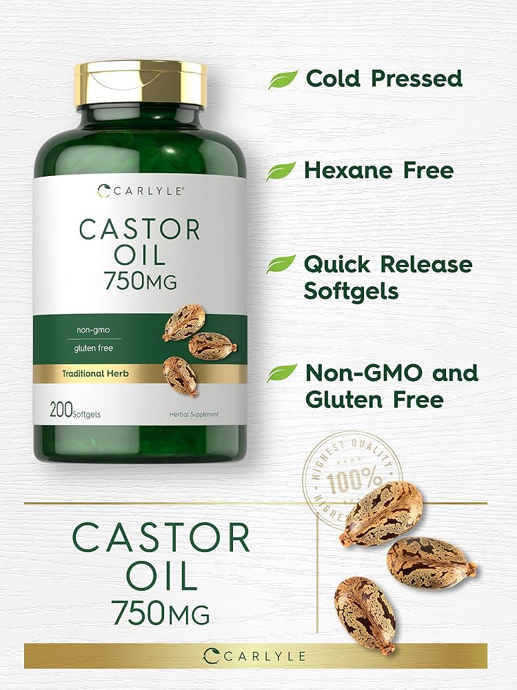Carlyle Castor Oil Softgels 750 mg - 200 Softgels - image 3