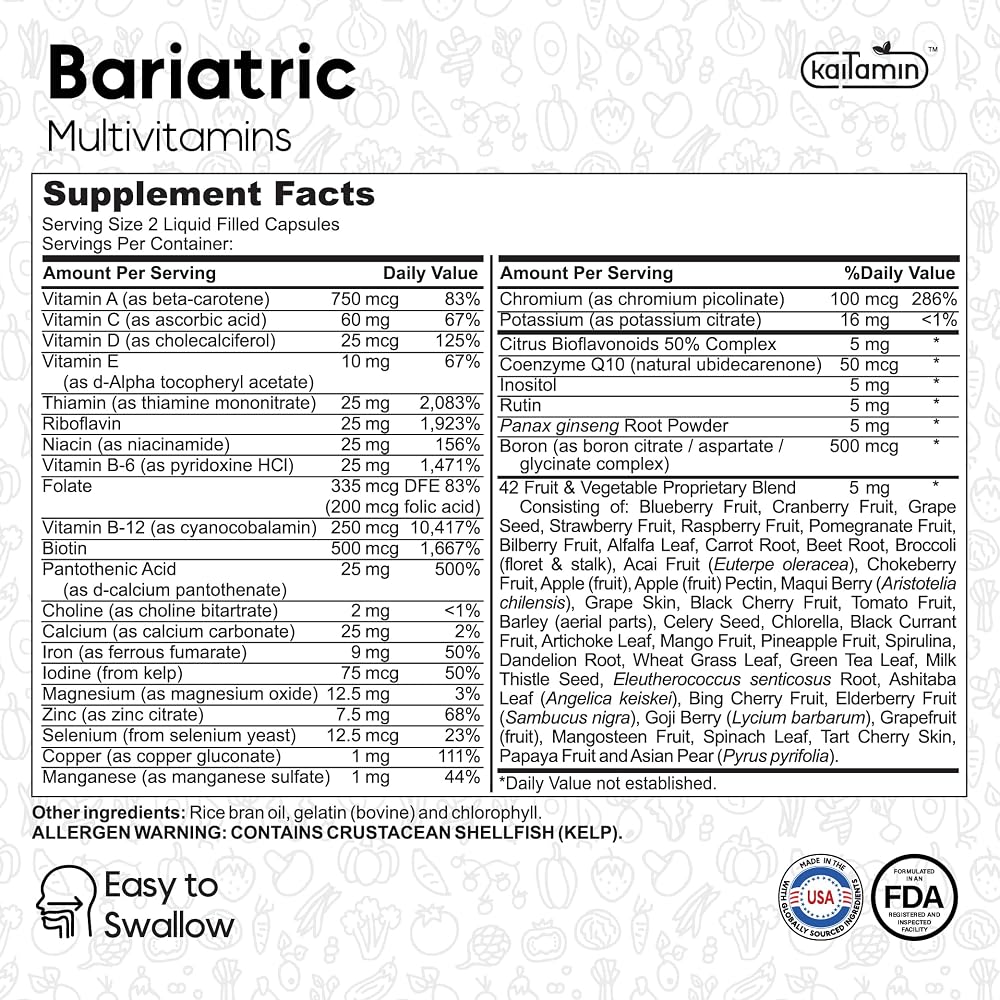 Kaitamin Bariatric Multivitamin with Iron Once Daily - 120 Softgels - image 9