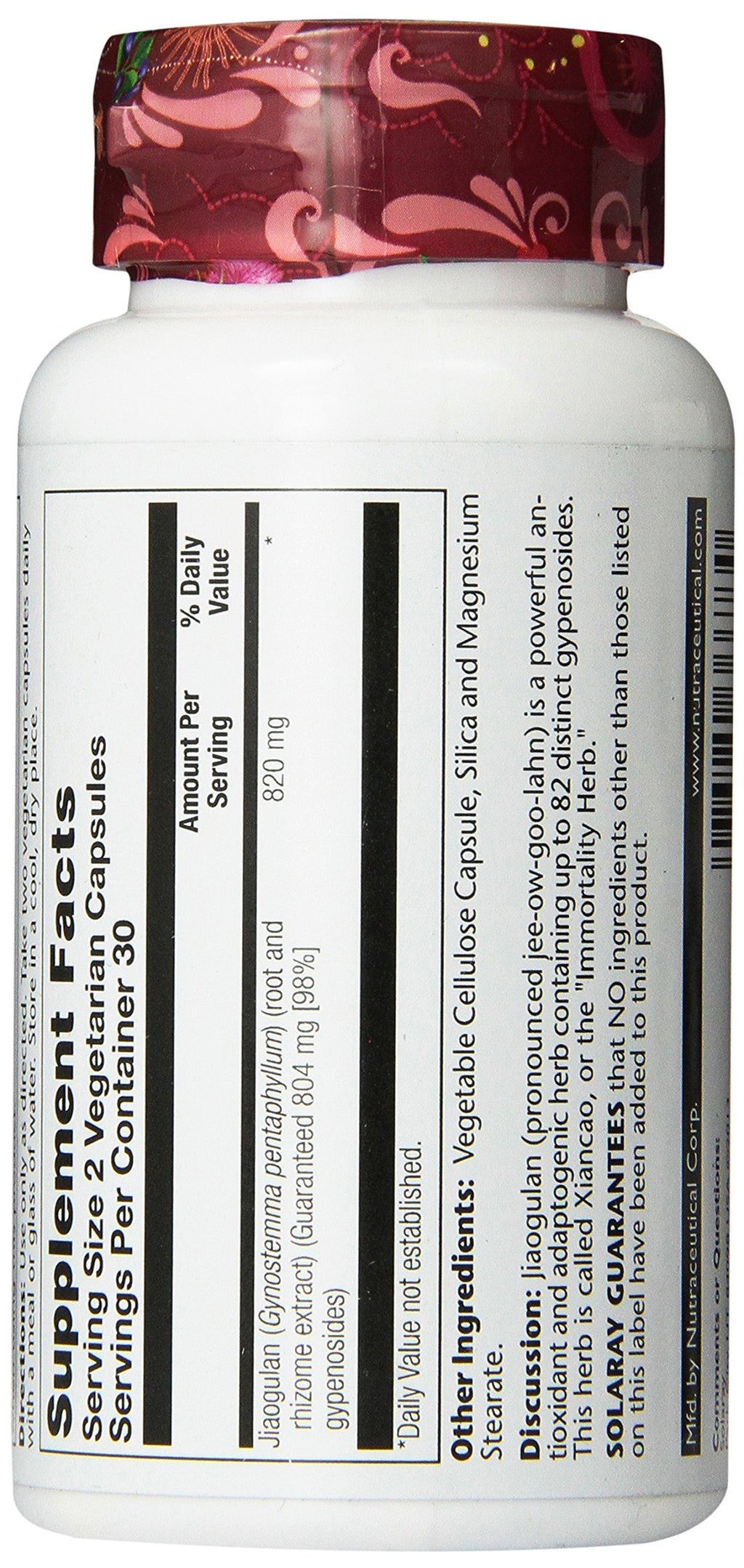 Solaray Jiaogulan 410mg Capsules - 60 Count - image 3