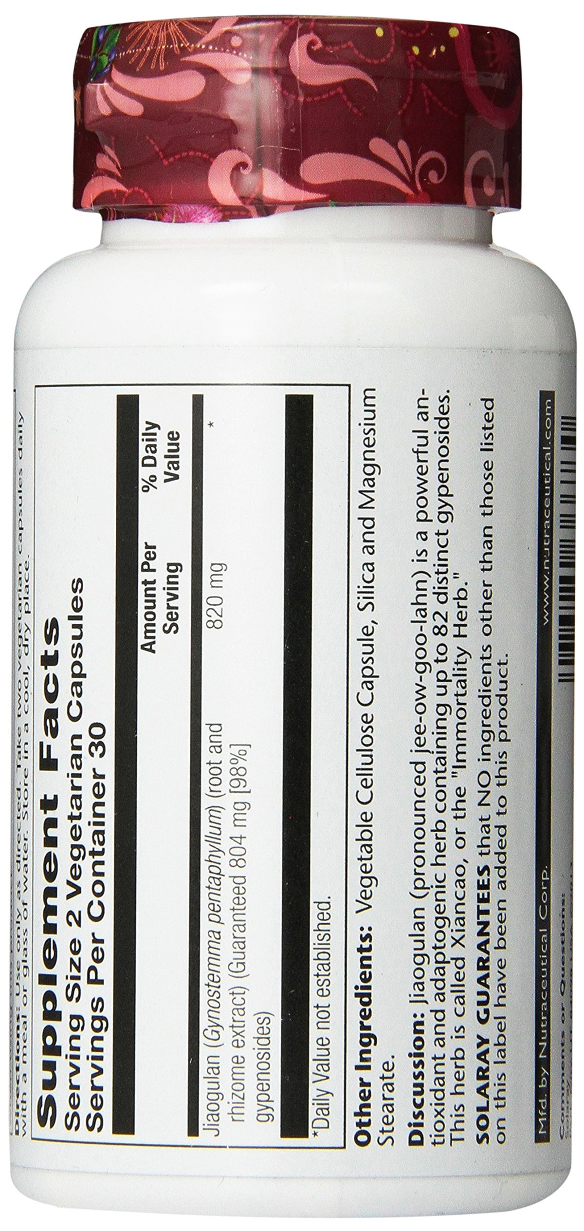 Solaray Jiaogulan 410mg Capsules - 60 Count - image 3