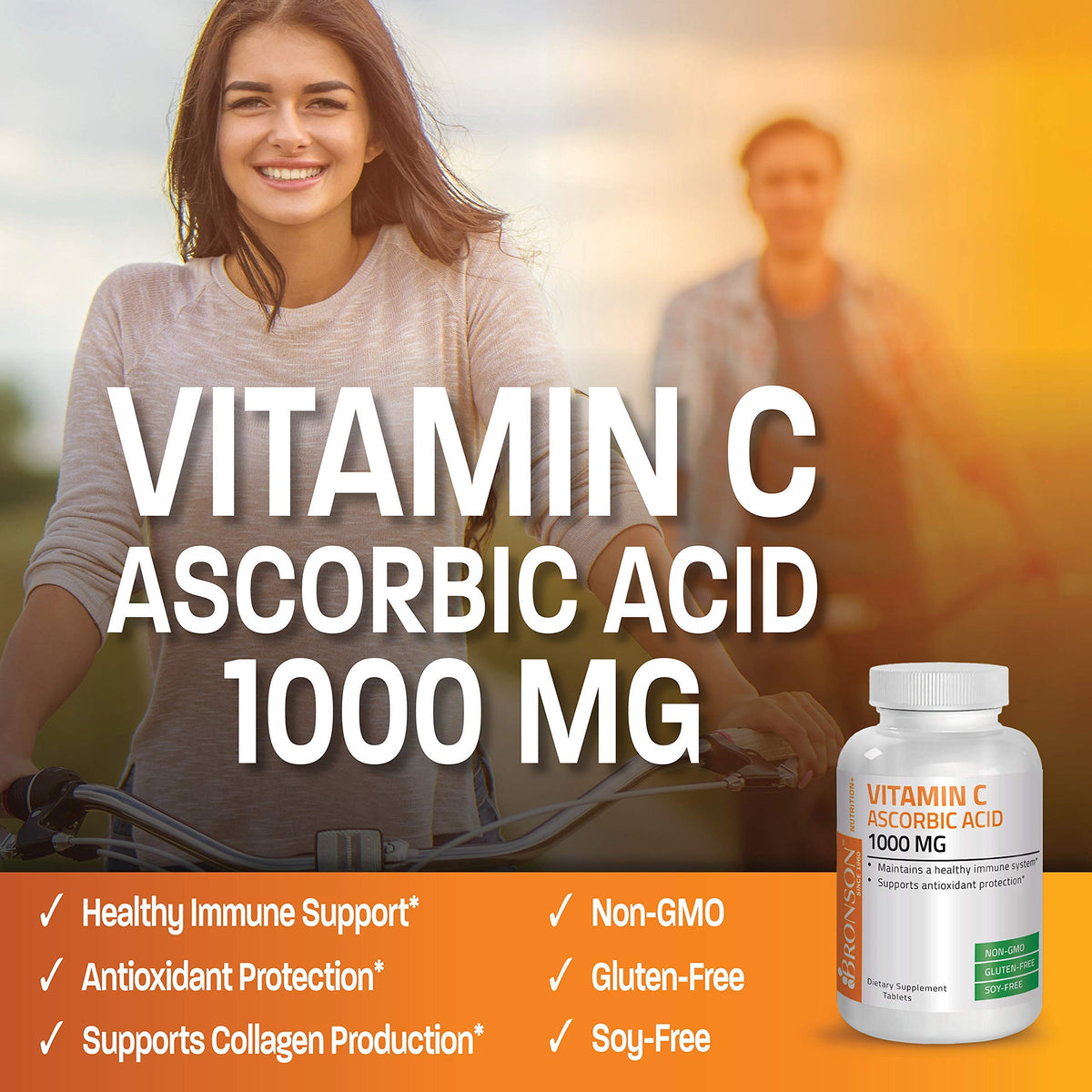 Bronson Vitamin C 1000 mg Premium Non-GMO Ascorbic Acid
