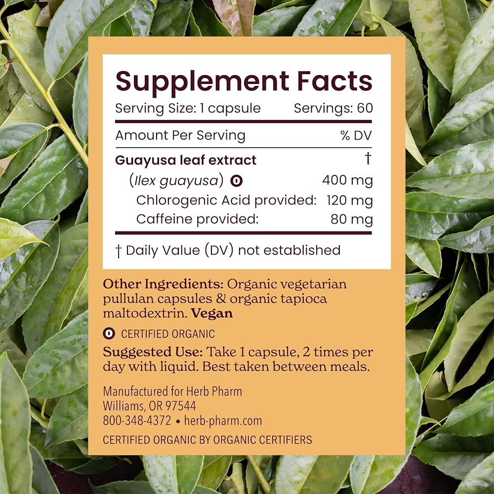 Herb Pharm Guayusa Capsules Nootropic Brain Support - 60 Vegan Capsules - image 6