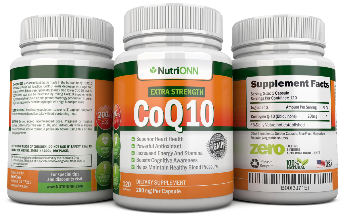 NutriONN CoQ10 200mg Extra Strength - 120 Capsules - image 5