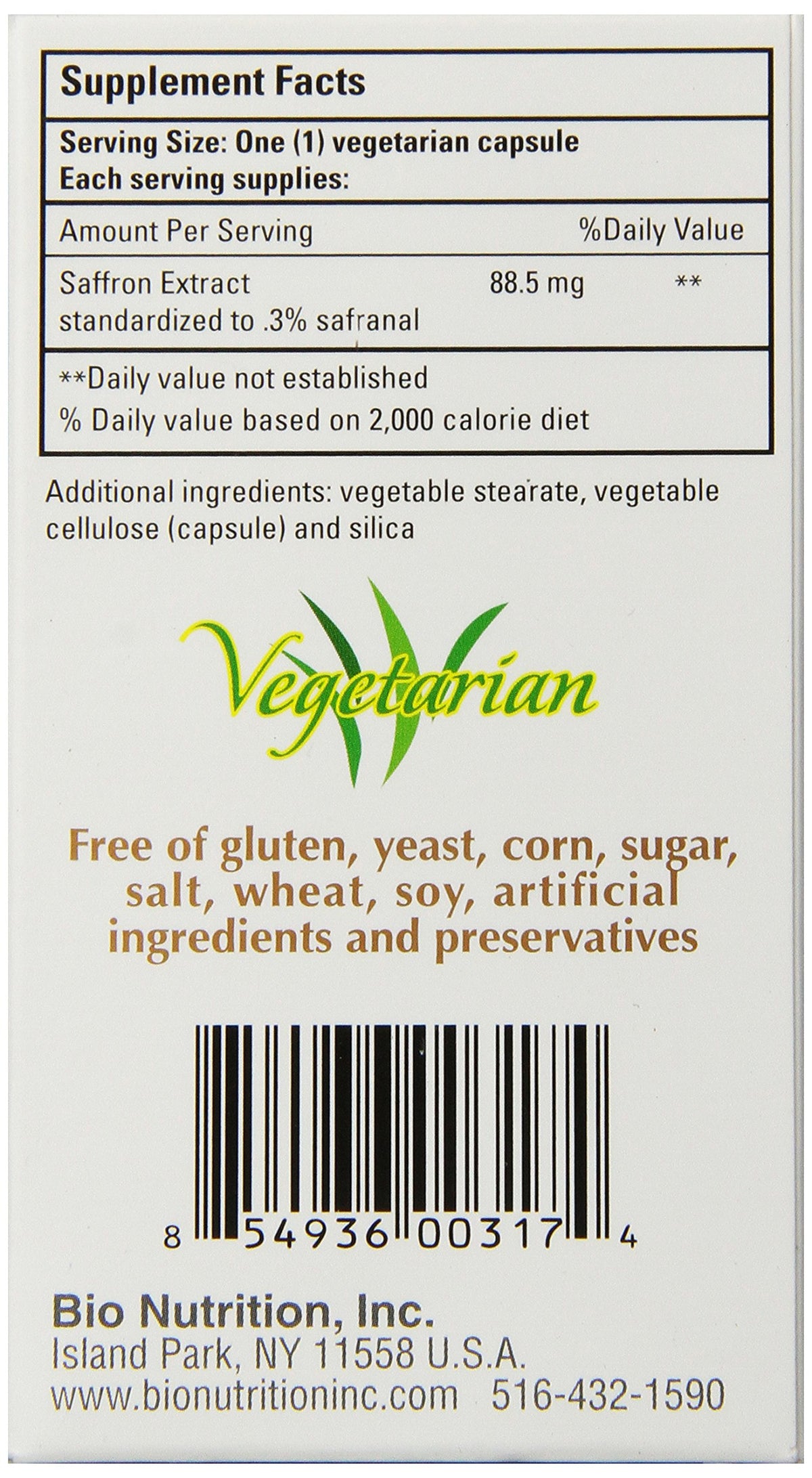 Bio Nutrition Standardized Saffron Vegi-Caps - 50 Count - image 3