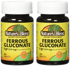 Nature's Blend Ferrous Gluconate Iron Tablets 324 mg - 200 Count - image 2