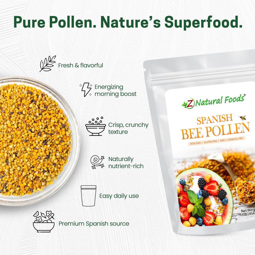 Z Natural Foods Spanish Bee Pollen Granules for Energy & Immune Support - 1 lb - image 3