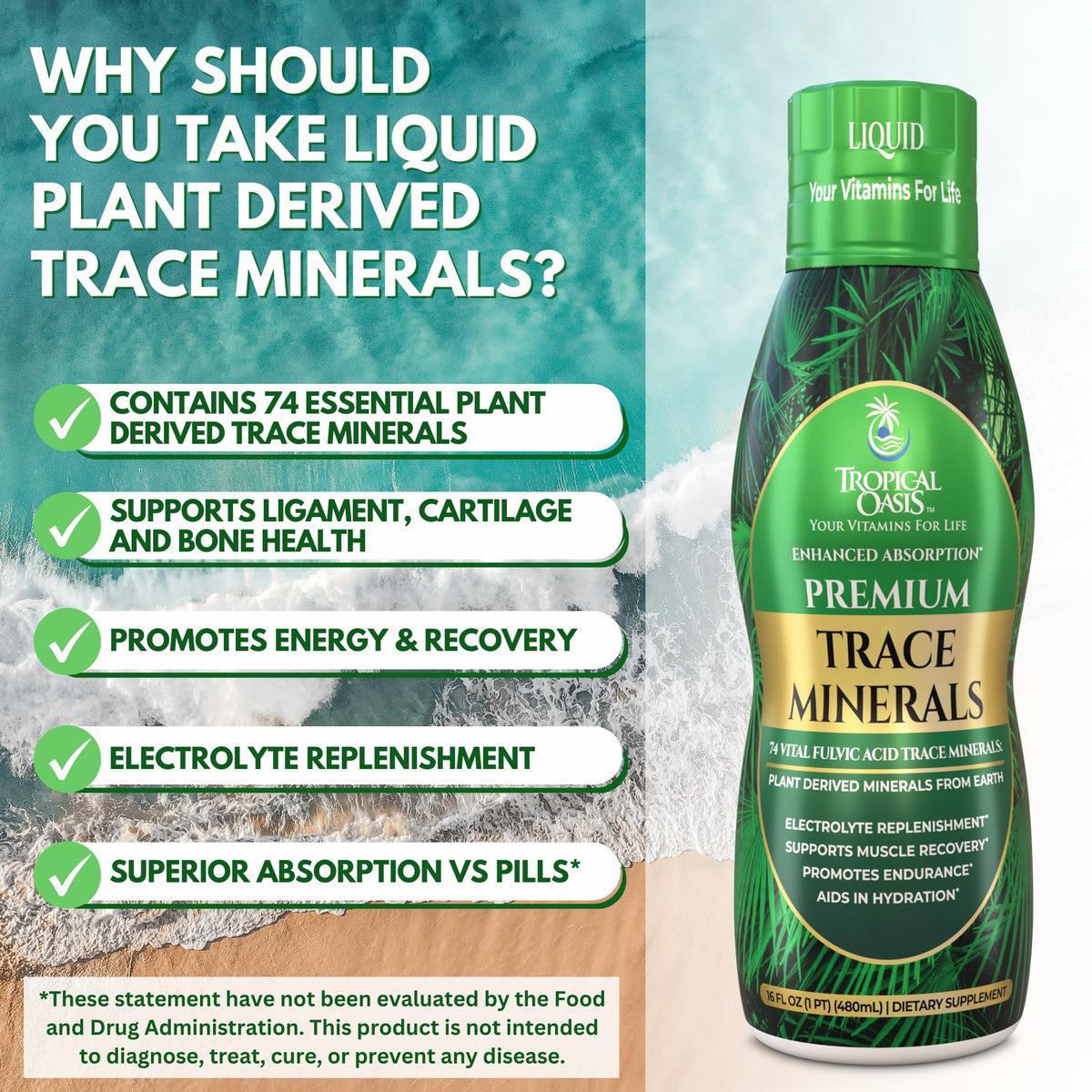 Tropical Oasis Ionized Plant Based Trace Minerals Liquid - 16 oz - image 4