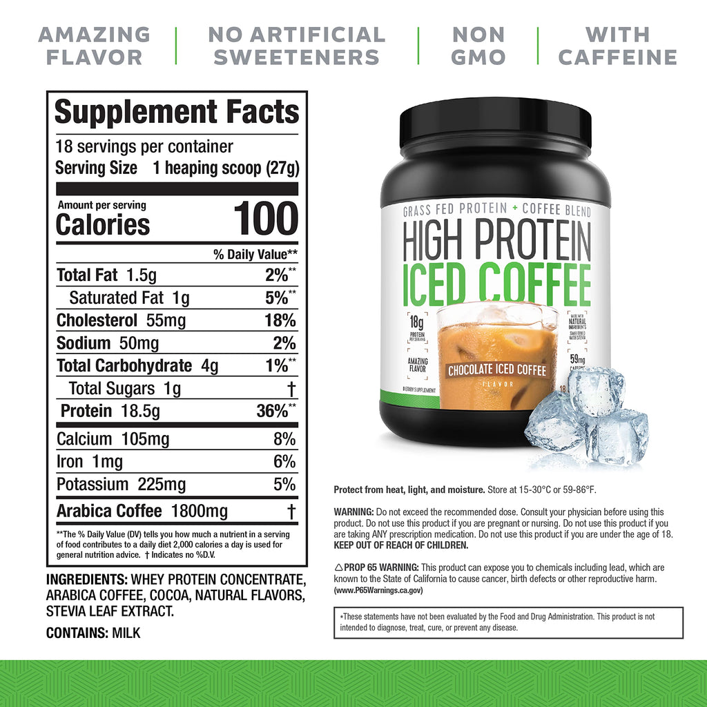 High Protein Iced Coffee Whey Chocolate - 18 Servings - image 2
