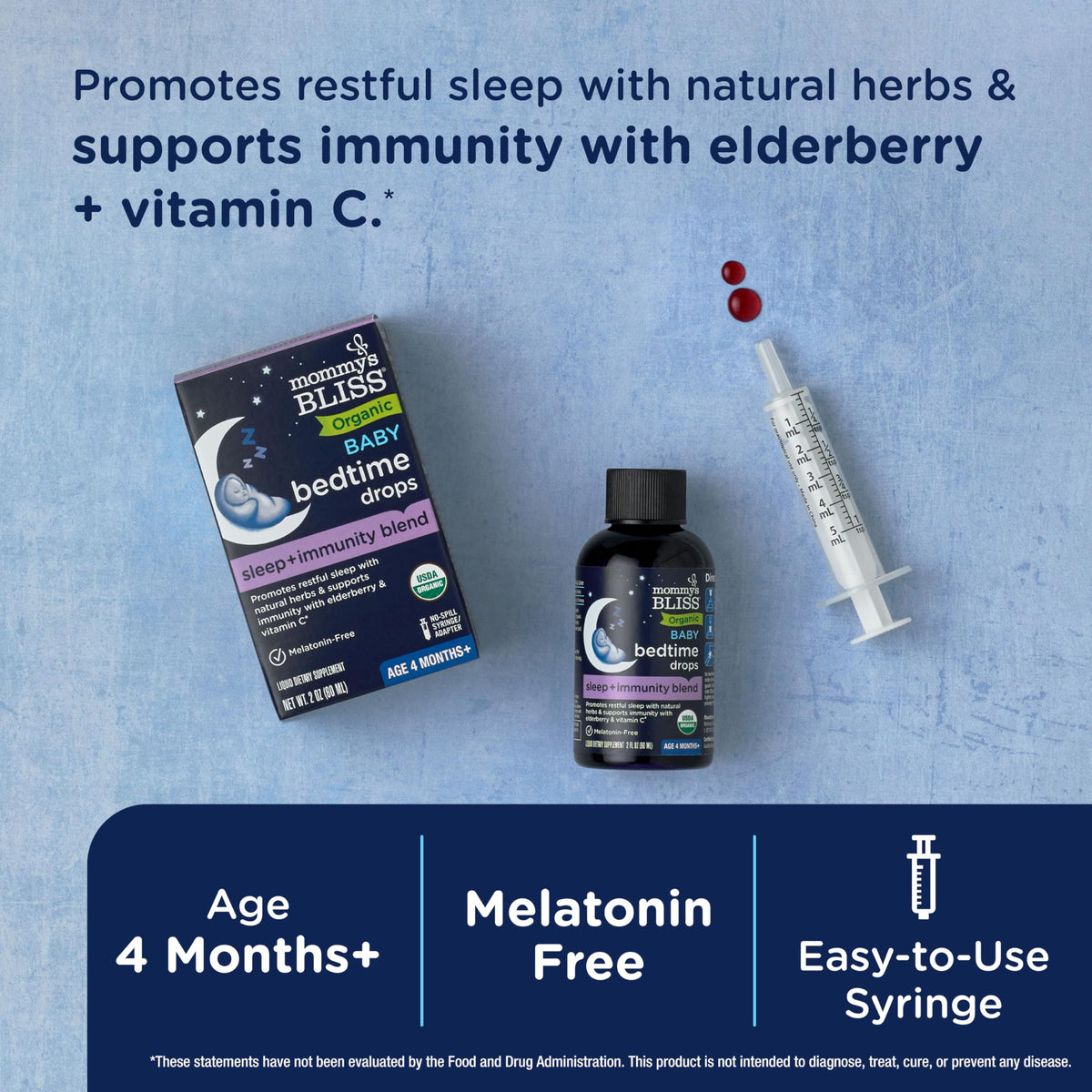 Mommy's Bliss Organic Baby Bedtime Drops Immune Support - 2 Fl Oz - image 2