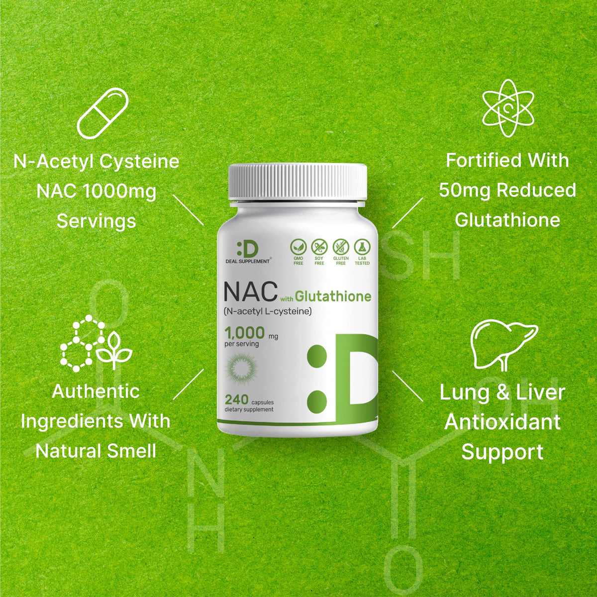 Deal Supplement NAC 1,000mg with Glutathione - 240 Capsules - image 3