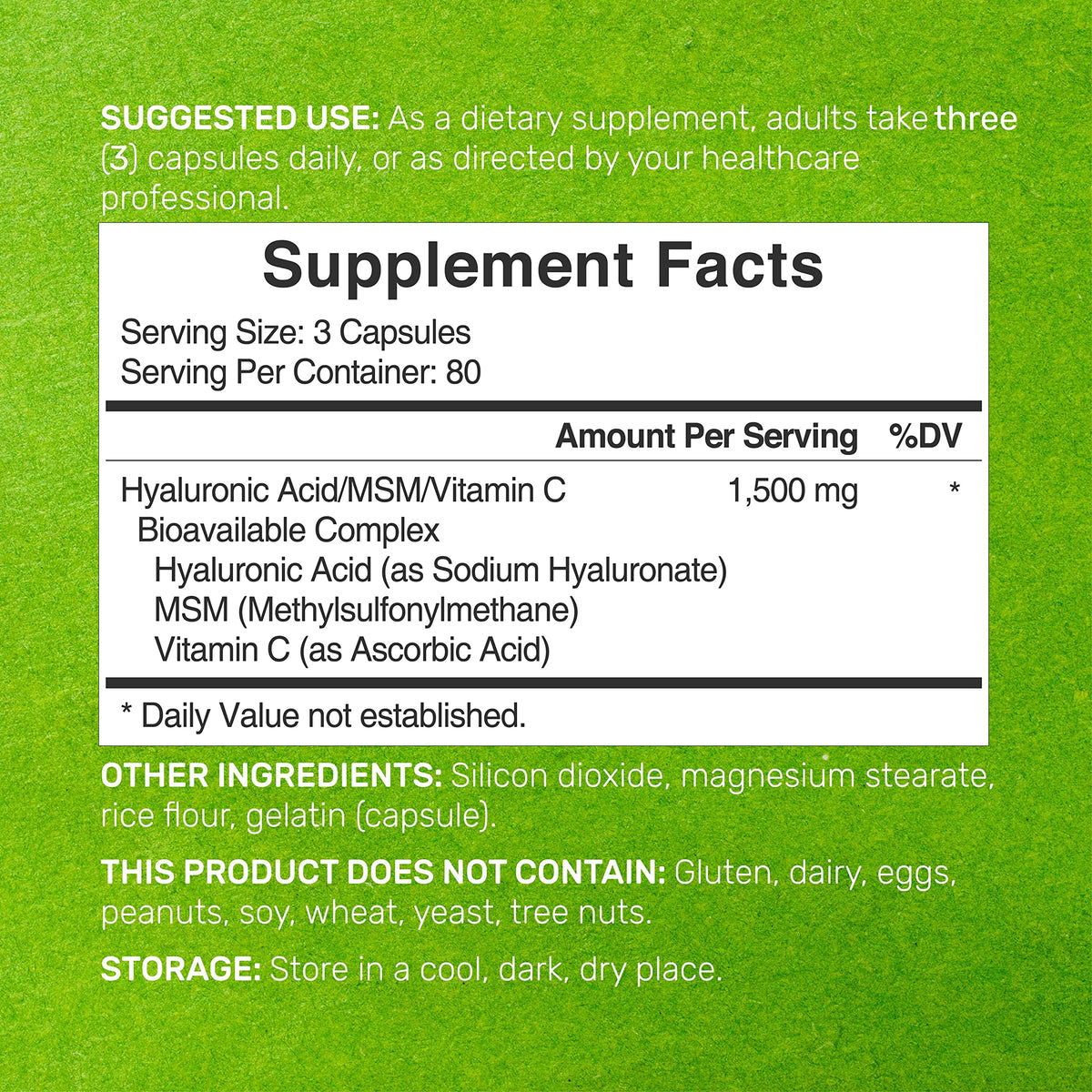 DEAL SUPPLEMENT Hyaluronic Acid Complex 1,500mg - 240 Capsules - image 2