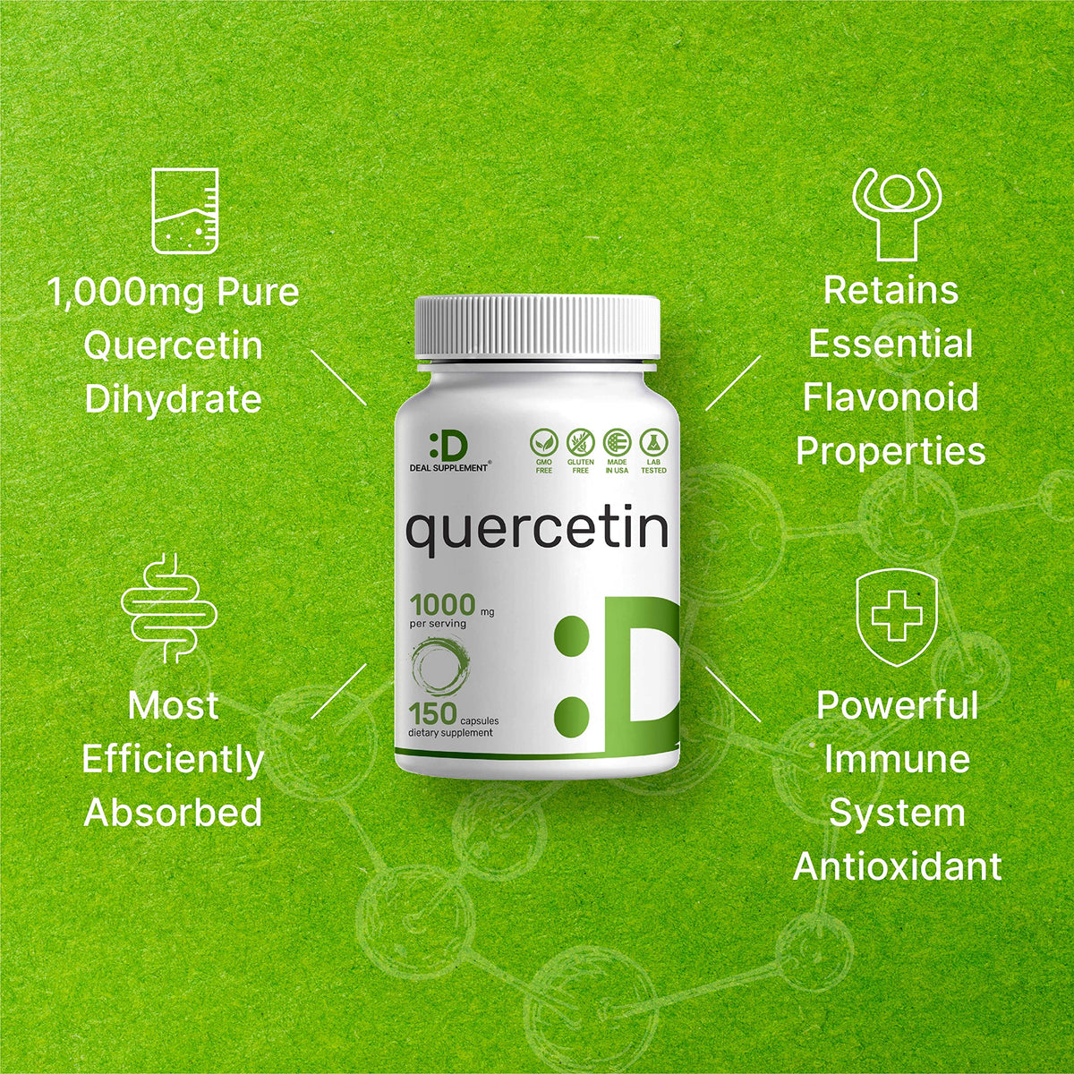DEAL SUPPLEMENT Quercetin 1000mg Flavonoids - 300 Capsules - image 4