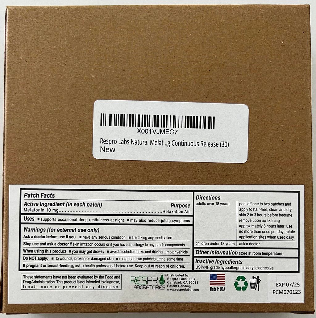 Respro Laboratories Natural Melatonin Patch 10 mg - 30 Patches - image 7