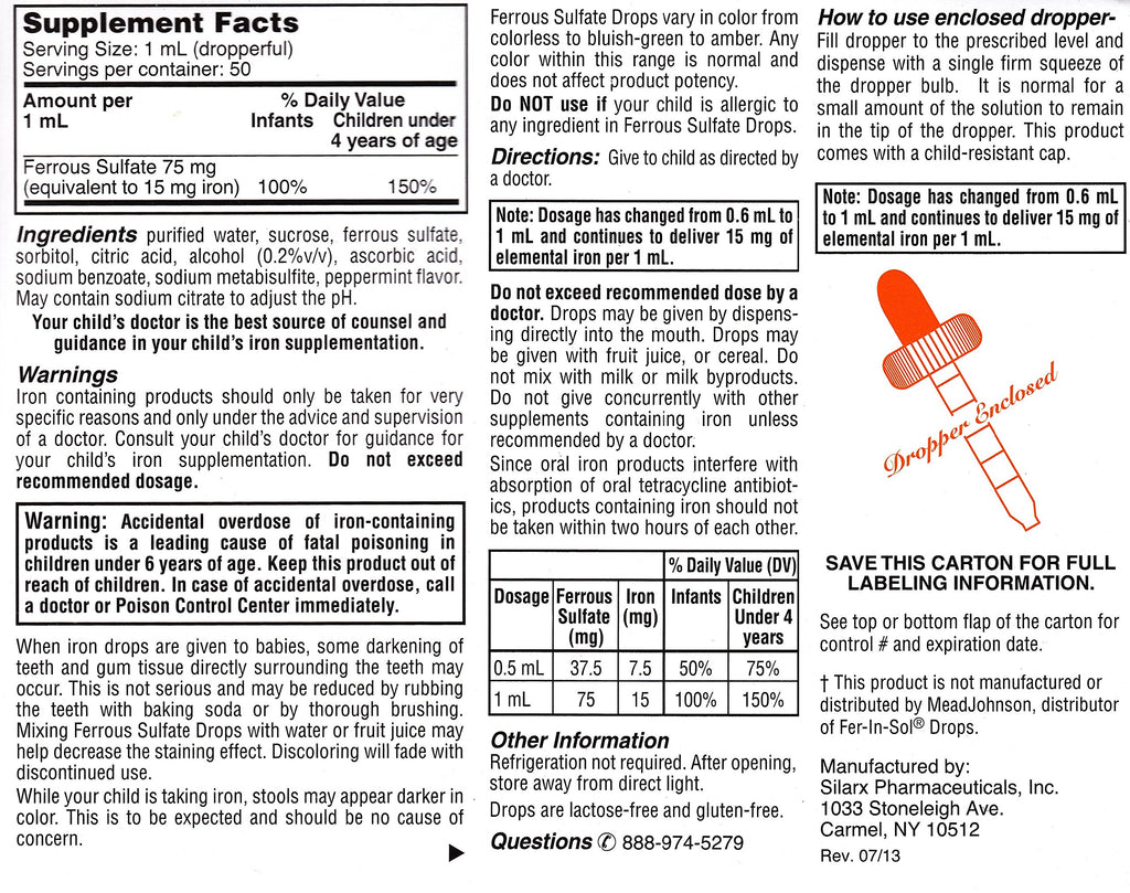 Silarx Ferrous Sulfate Drops Iron Supplement Peppermint - Pack of 6 - image 2