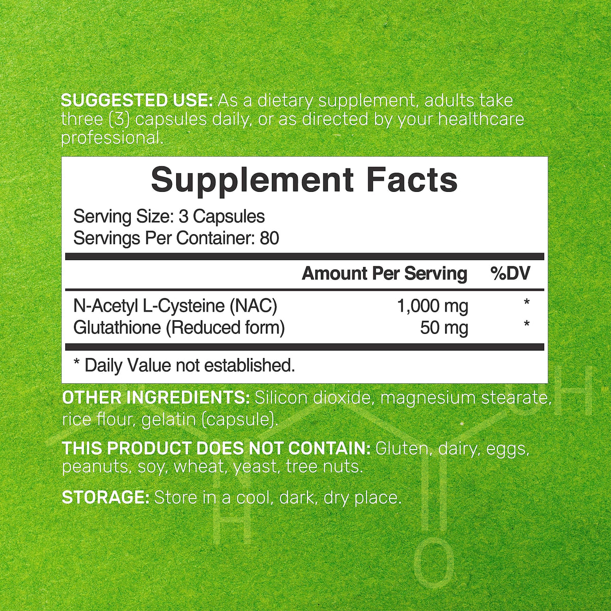 DEAL SUPPLEMENT NAC N-Acetyl Cysteine 1000mg - 480 Capsules - image 2