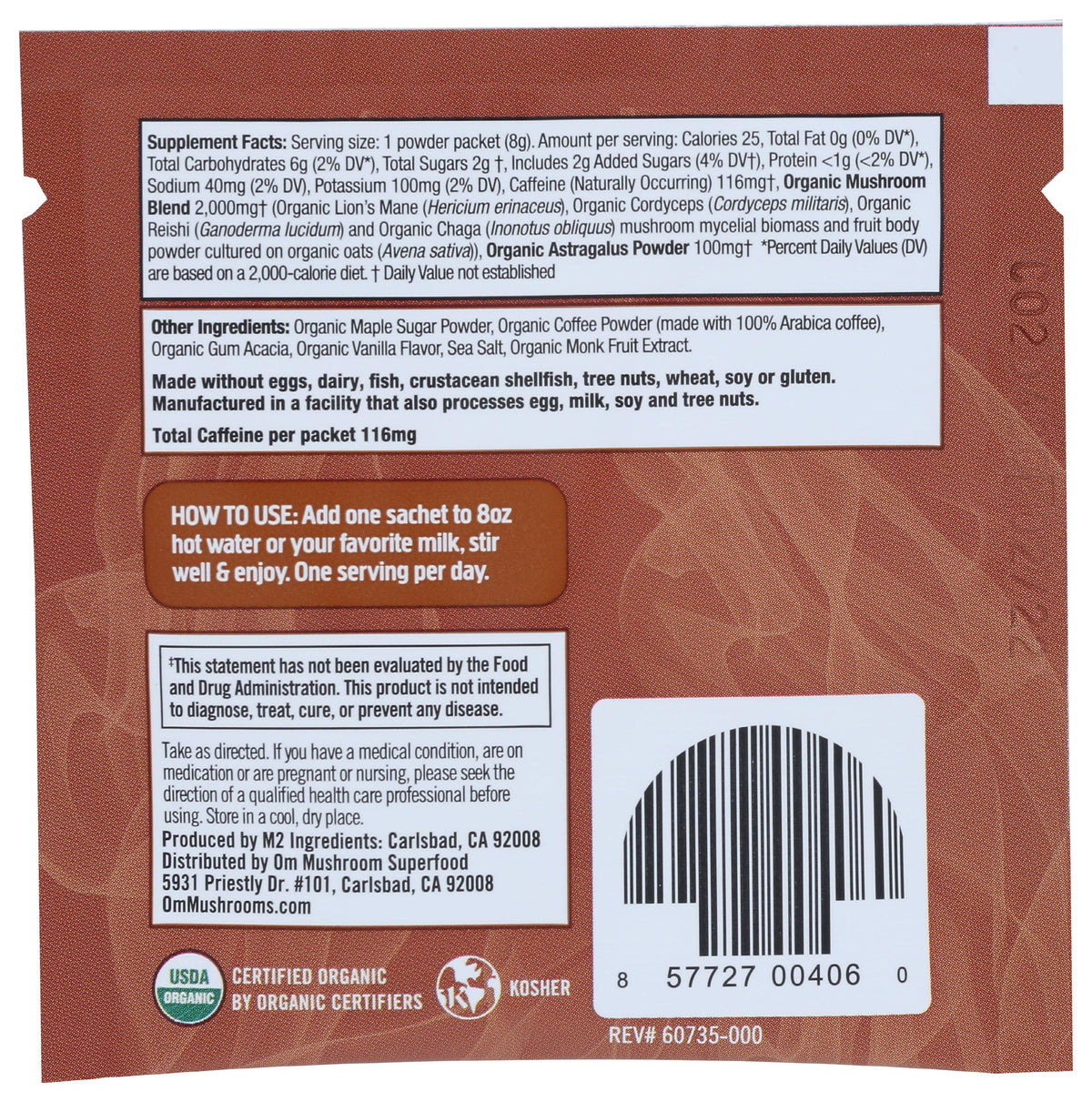 OM Mushroom Superfood Organic Mushroom Coffee Latte Blend - 10 Pack - image 3