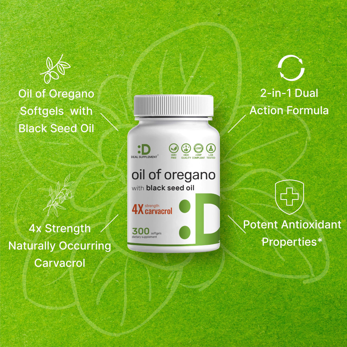 DEAL SUPPLEMENT Oil of Oregano Softgels with Black Seed Oil - 300 Count - image 4