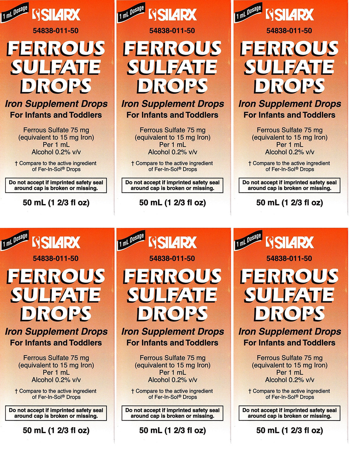 Silarx Ferrous Sulfate Drops Iron Supplement Peppermint - Pack of 6
