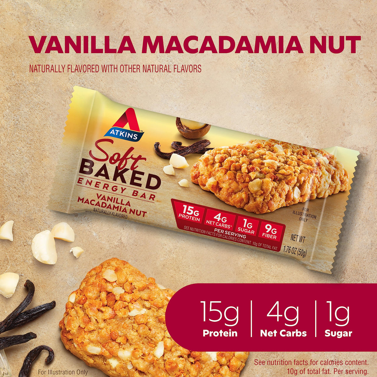 Atkins Soft Baked Energy Meal Bars, 4 Packs (5 Bars Each)