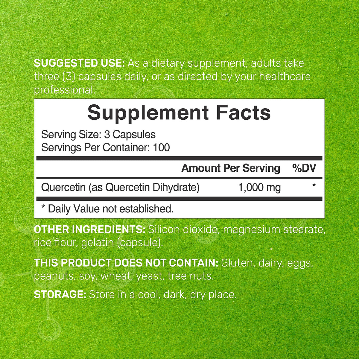 DEAL SUPPLEMENT Quercetin 1,000mg Immune Support - 300 Capsules - image 2
