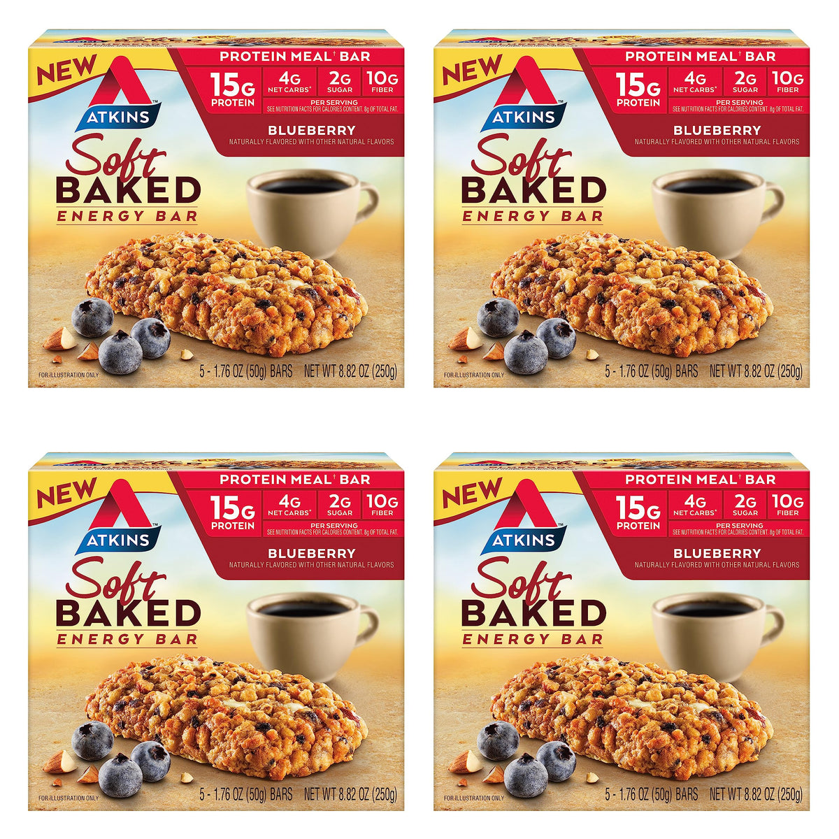 Atkins Soft Baked Energy Meal Bars, 4 Packs (5 Bars Each)