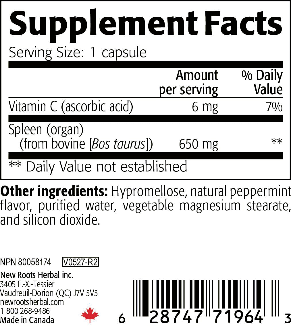 NEW ROOTS HERBAL Grass-Fed Beef Spleen 650 mg - 30 Vegetarian Capsules - image 3