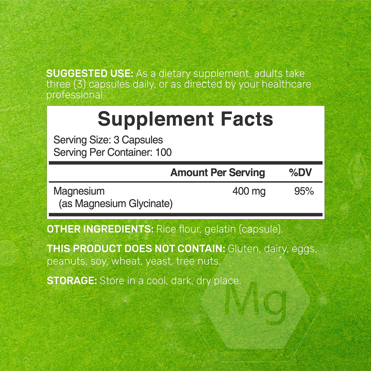 DEAL SUPPLEMENT Magnesium Glycinate 400mg - 300 Capsules - image 2
